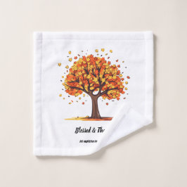 Gouden Herfstbomen Gelukkig Thanksgiving Groet Washandje