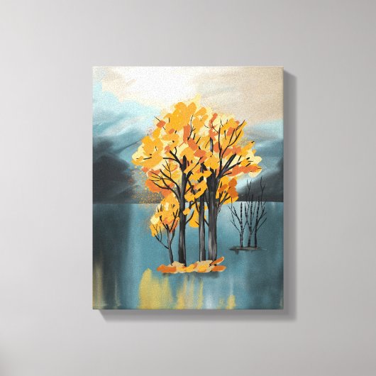 Gouden herfstbomen op Blue Lake Canvas (Voorkant)