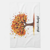 Gouden Herfstbomen Prettig Thanksgiving-feest Theedoek (Verticaal)