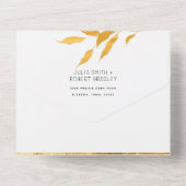 Gouden herfstloof bruiloft all in one uitnodiging (Achterkant)