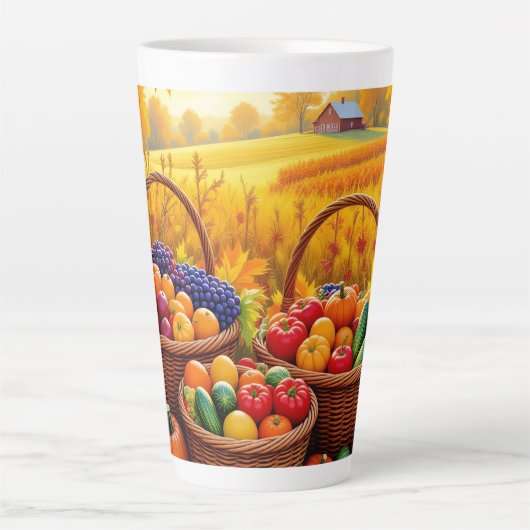 Gouden herfstoogst van sinaasappel, latte mok (Voorkant)