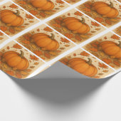 Gouden herfstpompoen en vallende bladeren cadeaupapier (Hoek)