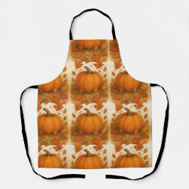 Gouden herfstpompoen en vallende bladeren schort
