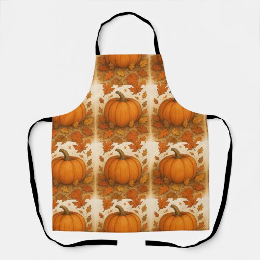 Gouden herfstpompoen en vallende bladeren schort (Voorkant)