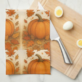 Gouden herfstpompoen en vallende bladeren theedoek (Quarter Fold)