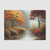 Gouden Herfstrivier Scène Landschap Decoupage Tissuepapier (Voorkant)