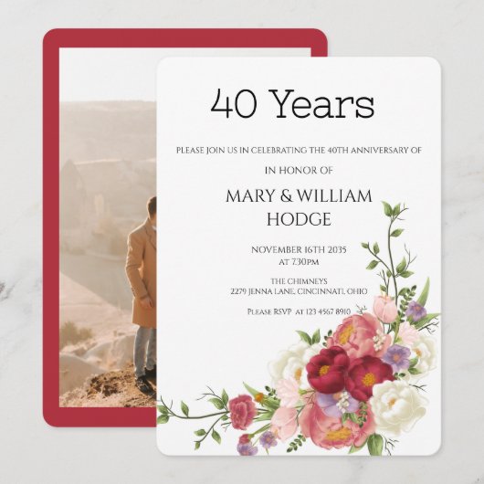 Gouden herinneringen: 40 jaar liefde vieren kaart (Voorkant / Achterkant)