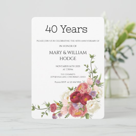 Gouden herinneringen: 40 jaar liefde vieren kaart (Staand voorkant)