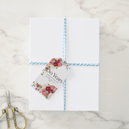 Gouden herinneringen: 50 jaar liefde vieren cadeaulabel (Met Touw)