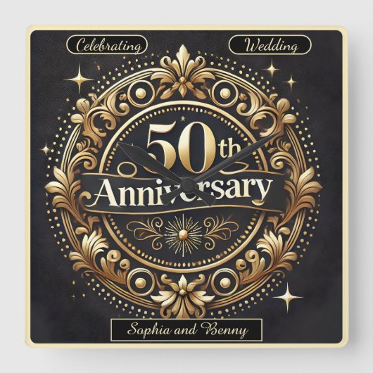 Gouden Herinneringen: 50 Jaar Samen Vierkante Klok (Voorkant)