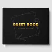 Gouden Herinneringen: Elegant Zwart & Gouden Huwel Gastenboek (Voorkant)