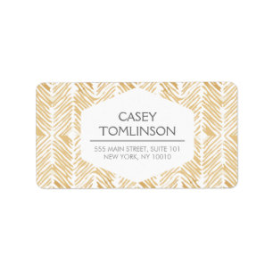 GOUDEN HERRINGBONE / CHEVRON KUNSTWERK ADRESETIKET ETIKET