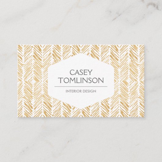 GOUDEN HERRINGBONE / CHEVRON KUNSTWERK VISITEKAARTJE (Voorkant)