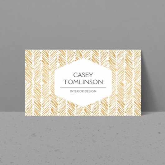 GOUDEN HERRINGBONE / CHEVRON KUNSTWERK VISITEKAARTJE