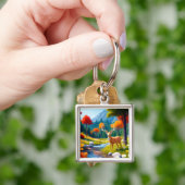 Gouden hert in het bos-987679 sleutelhanger (Hand)