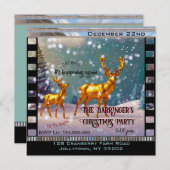 Gouden hert in sneeuwscène kerstfeest kaart (Voorkant / Achterkant)