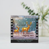Gouden hert in sneeuwscène kerstfeest kaart (Staand voorkant)