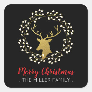 Gouden Hert & Krans Kerst sticker