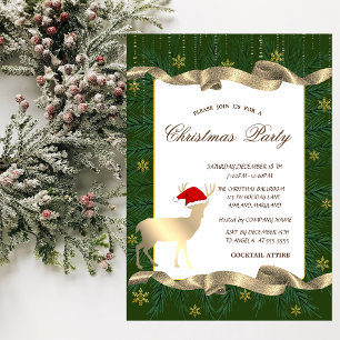 Gouden Hert Santa Hat, Branches Green Christmas Pa Kaart