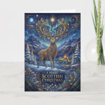 Gouden Hert Schotse Kerstkaart