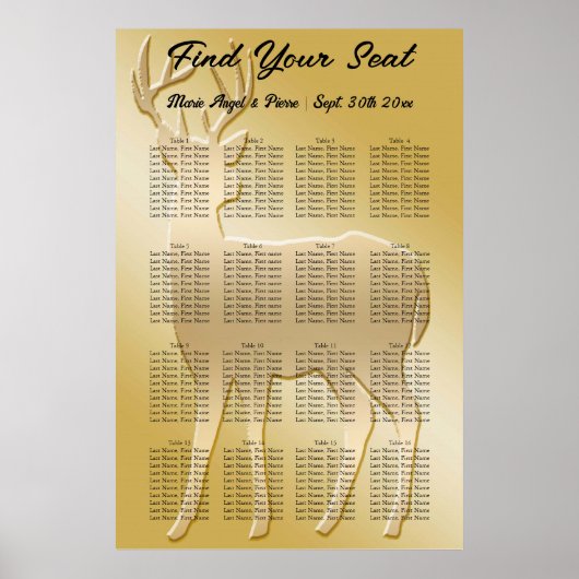 Gouden Herten 16 tafels Zitkaart Poster (Voorkant)