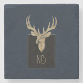 Gouden Herten Hoofd Stenen Onderzetter (Voorkant)