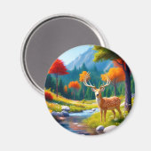 Gouden herten in het bos magneet (Voorkant / Achterkant)