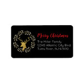 Gouden Herten Vrolijk Kerstmis Familie Adresetiket Etiket (Voorkant)