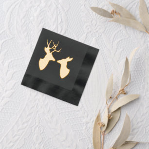 Gouden hertenbok en -ree silhouetten folie servetten