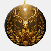 Gouden Hertenembleem Keramisch Ornament (Achterkant)