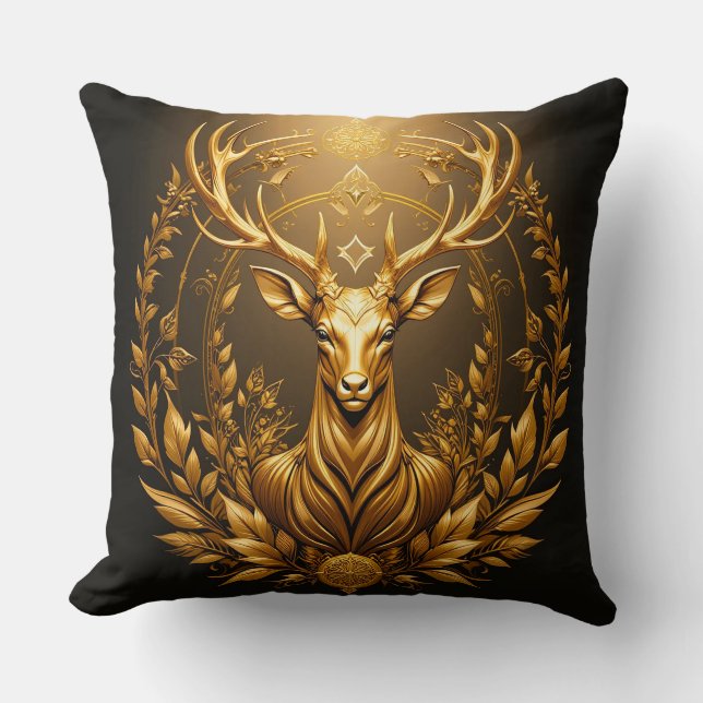 Gouden Hertenembleem Kussen (Voorkant)