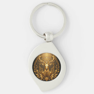 Gouden Hertenembleem Sleutelhanger
