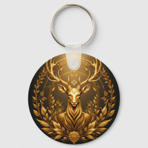 Gouden Hertenembleem Sleutelhanger