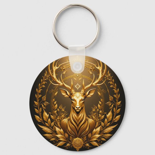 Gouden Hertenembleem Sleutelhanger (Voorkant)
