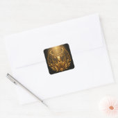 Gouden Hertenembleem Vierkante Sticker (Envelop)