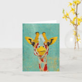 Gouden het Gluren Giraffes Notecard Kaart (Gele Bloem)