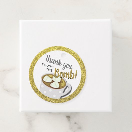 Gouden Hete Cacao Bommen | DIY bruiloft Bedankjes Labels (In situ)