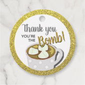 Gouden Hete Cacao Bommen | DIY bruiloft Bedankjes Labels (Voorkant)