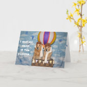 Gouden heteluchtballon laat verjaardag kaart (Gele Bloem)