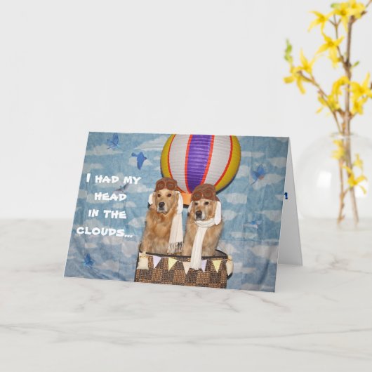 Gouden heteluchtballon laat verjaardag kaart (Gele Bloem)