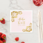 Gouden Hibiscus Aloha Monogram Servet (Insitu)