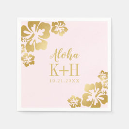 Gouden Hibiscus Aloha Monogram Servet