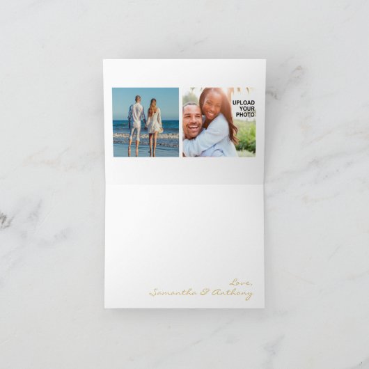 Gouden Hibiscus Hawaii Bloem met foto's binnenin Bedankkaart (Binnen)