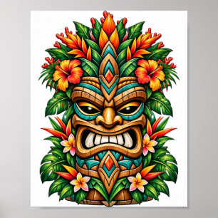 Gouden Hibiscus Tiki Poster
