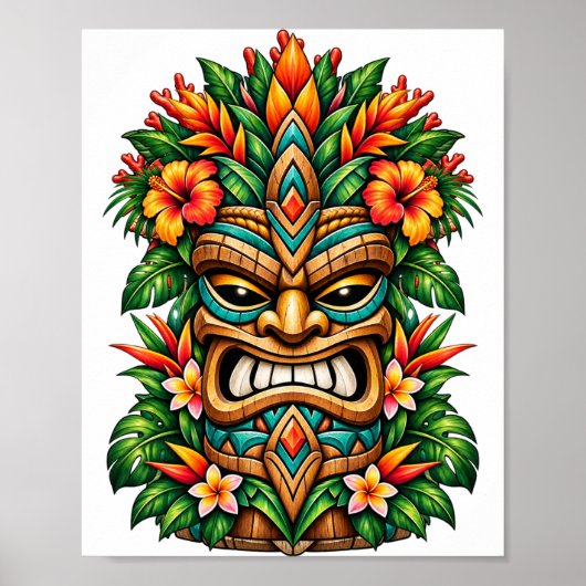 Gouden Hibiscus Tiki Poster (Voorkant)
