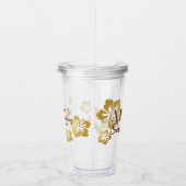 Gouden Hibiscus Tropische strandnaam Acryl Drinkbeker (Rechts)
