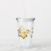 Gouden Hibiscus Tropische strandnaam Acryl Drinkbeker (Links)