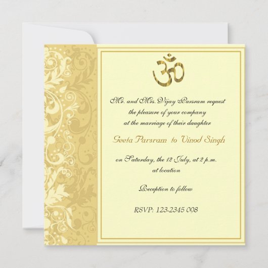 Gouden Hindoe bruiloft Kaart (Voorkant)