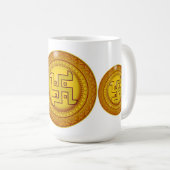 Gouden Hindoe Swastik Sticker Koffiemok (Voorkant rechts)
