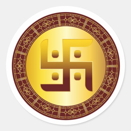 Gouden Hindoe Swastika Divali Sticker (Voorkant)